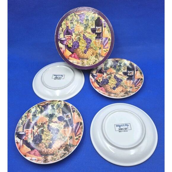SBCD Deborah K Ellis Porcelain Canape Plates Wine Grapes 6" Set of 4 - Picture 7 of 11